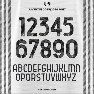 Juventus 2025/2026 jersey font kit – full alphabet and numbers in official typeface