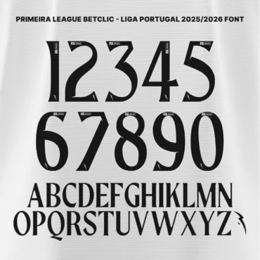 Primeira League 2025/2026 jersey font kit – full alphabet and numbers in official typeface