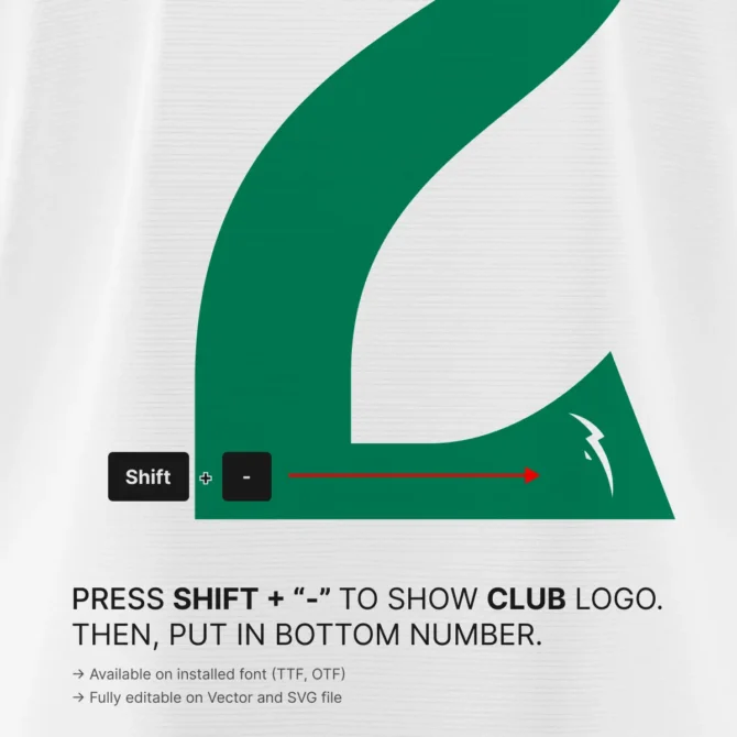 Primeira leagua 2025/2026 Font Kit with club crest logo detail on jersey numbers – official Primera División typeface