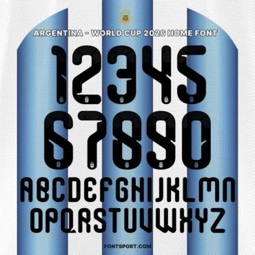 Argentina World Cup 2026 Home Font – Full Alphabet and Number Design with AFA Crest