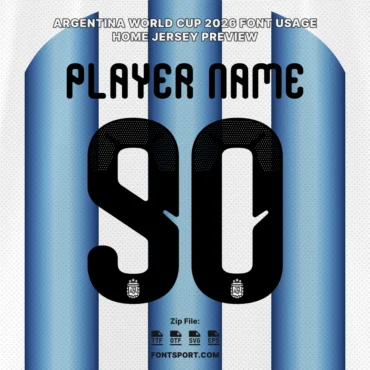Argentina 2026 World Cup Font on Home Jersey Preview – Player Name and Number Style