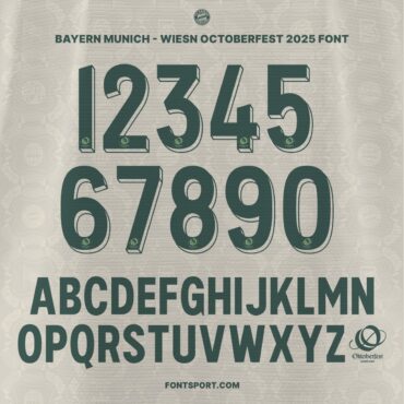 Bayern Munich Weisn Oktoberfest Jersey 2025 Font Kit full alphabet and numbers preview with unique patterned typeface for Bundesliga jerseys