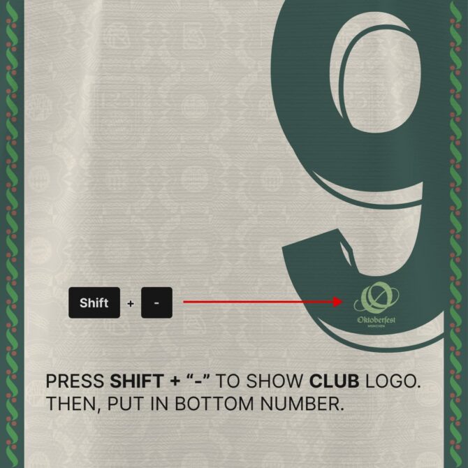 Bayern Munich Wiesn Oktoberfest 2025 Font Kit with embedded club crest logo detail on patterned jersey numbers – SVG and Vector format