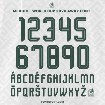Mexico Font for Jersey – FIFA World Cup 2026 Away Typeface with Full Alphabet and Number Design