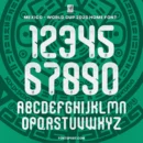Mexico 2026 World Cup Home Font full alphabet and numbers – official Mexico national team typeface featuring Aztec-inspired geometric design.