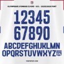 Olympique Lyonnais UCL 2025/2026 Font Kit full alphabet and numbers preview with unique patterned typeface for UEFA Champion League jerseys