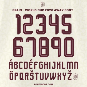 Spain World Cup 2026 Away Font – Full Alphabet and Number Typeface with Crest