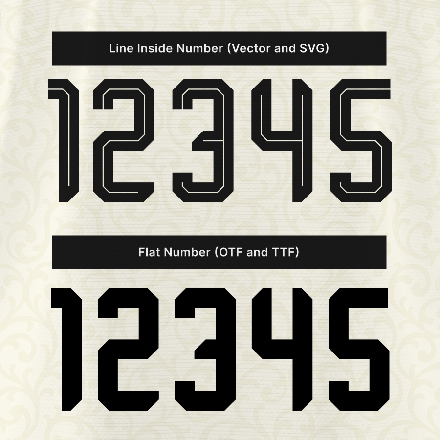 Spain 2026 Font Comparison – Line Inside Vector Version and Flat OTF/TTF Numbers
