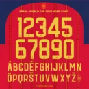 Spain World Cup 2026 Home Font – full alphabet and numbers with crest logo detail, official La Roja typeface design