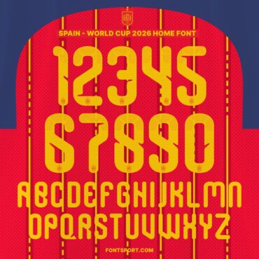 Spain World Cup 2026 Home Font Kit full alphabet and numbers preview with unique patterned typeface for World Cup 2026 event