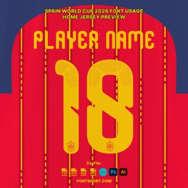 Napoli UCL 2025/2026 Home Jersey Font Kit with patterned number design on new home jersey of Spain for World Cup 2026