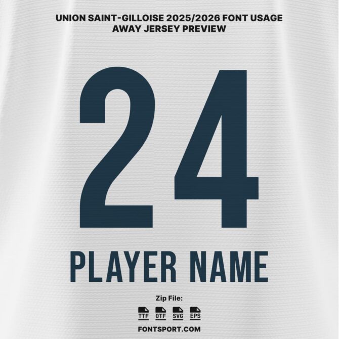 Union Saint Gilloise 2025/2026 Away Jersey Font Kit with patterned number design on official white jersey – authentic Belgian Pro League typeface