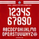 Chile World Cup 2026 Home Font – Official jersey numbers and alphabet design, authentic Chile font for FIFA World Cup 2026 kits.