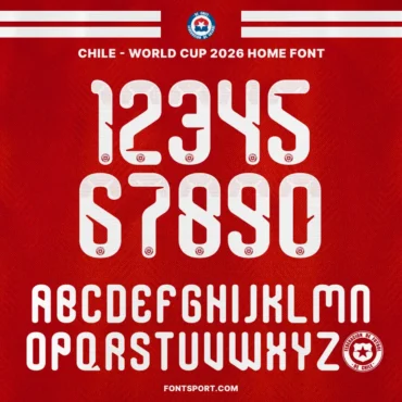 Chile World Cup 2026 Home Font – Official jersey numbers and alphabet design, authentic Chile font for FIFA World Cup 2026 kits.