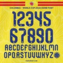 Columbia World Cup 2026 Home Font – Official jersey numbers and alphabet design, authentic Columbia font for FIFA World Cup 2026 kits.