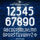 Como 1907 2025/2026 Font full alphabet and numbers preview – official Serie A typeface for Como home and away jerseys, available in OTF, TTF, and Vector formats.