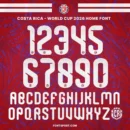 Costa Rica World Cup 2026 Home Font – Official jersey numbers and alphabet design, authentic Costa Rica font for FIFA World Cup 2026 kits.
