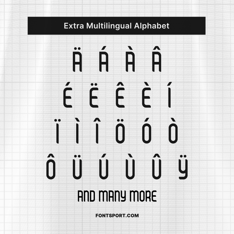 Extra multilingual alphabet included in the Hearts FC UCL 2025/2026 Font Kit, showcasing accented characters for global jersey personalization.