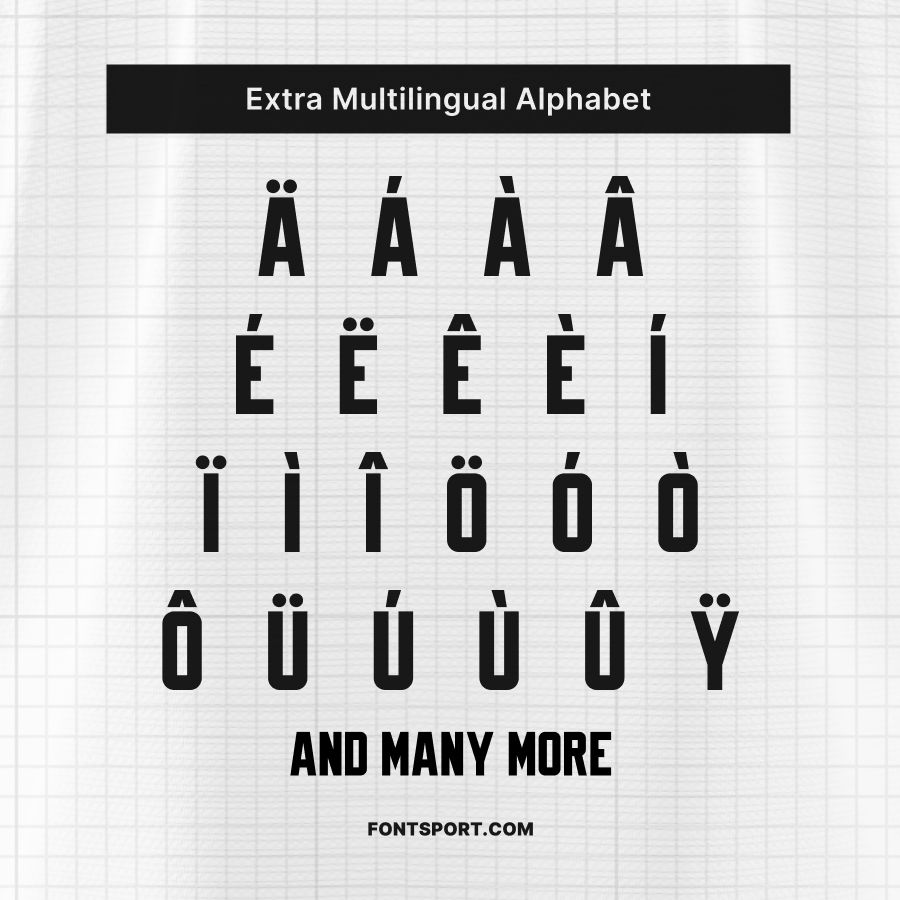 Hearts FC 2025/2026 Font Multilingual Alphabet – extended accented letters with diacritics for European languages support.