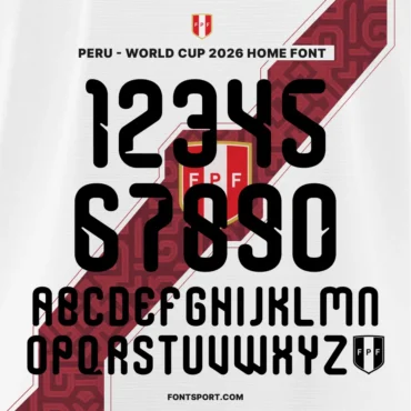Peru World Cup 2026 Home Font – Official jersey numbers and alphabet design, authentic Peru font for FIFA World Cup 2026 kits.
