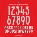 Portugal - Puma 2025 Font – Official jersey numbers and alphabet design, authentic Portugal Puma 2025 font kits.