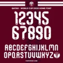 Qatar World Cup 2026 Home Font – Official jersey numbers and alphabet design, authentic Qatar font for FIFA World Cup 2026 kits.