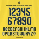 Sweden World Cup 2026 Home Font – Official jersey numbers and alphabet design, authentic Sweden font for FIFA World Cup 2026 kits.