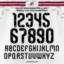 United Arab Emirates (UEA) World Cup 2026 Home Font – Official jersey numbers and alphabet design, authentic United Arab Emirates (UEA) font for FIFA World Cup 2026 kits.