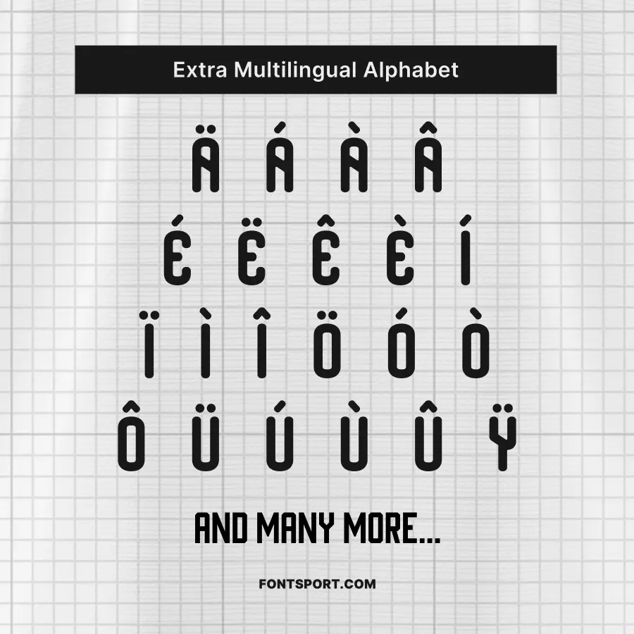 United Arab Emirates (UEA) 2026 Home Font – Extra multilingual alphabet with accented letters included in the United Arab Emirates (UEA) World Cup typeface for designers.