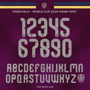 Venezuela World Cup 2026 Home Font – Official jersey numbers and alphabet design, authentic Venezuela font for FIFA World Cup 2026 kits.