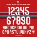 Wales World Cup 2026 Home Font – Official jersey numbers and alphabet design, authentic Wales font for FIFA World Cup 2026 kits.