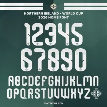 Northern Ireland World Cup 2026 Home Font – Official jersey numbers and alphabet design, authentic Northern Ireland font for FIFA World Cup 2026 kits.