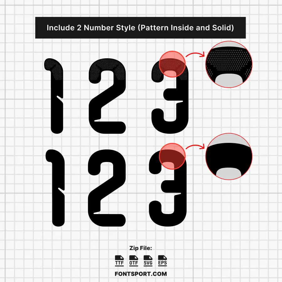 Northern Ireland 2026 World Cup Font two number styles comparison – pattern and solid versions included in the official home font kit for jersey customization.