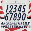 USA World Cup 2026 font kit home – full alphabet A–Z and numbers 0–9 preview on USMNT jersey