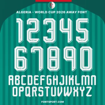 Algeria national football team 2026 World Cup away jersey font typography and numbers set