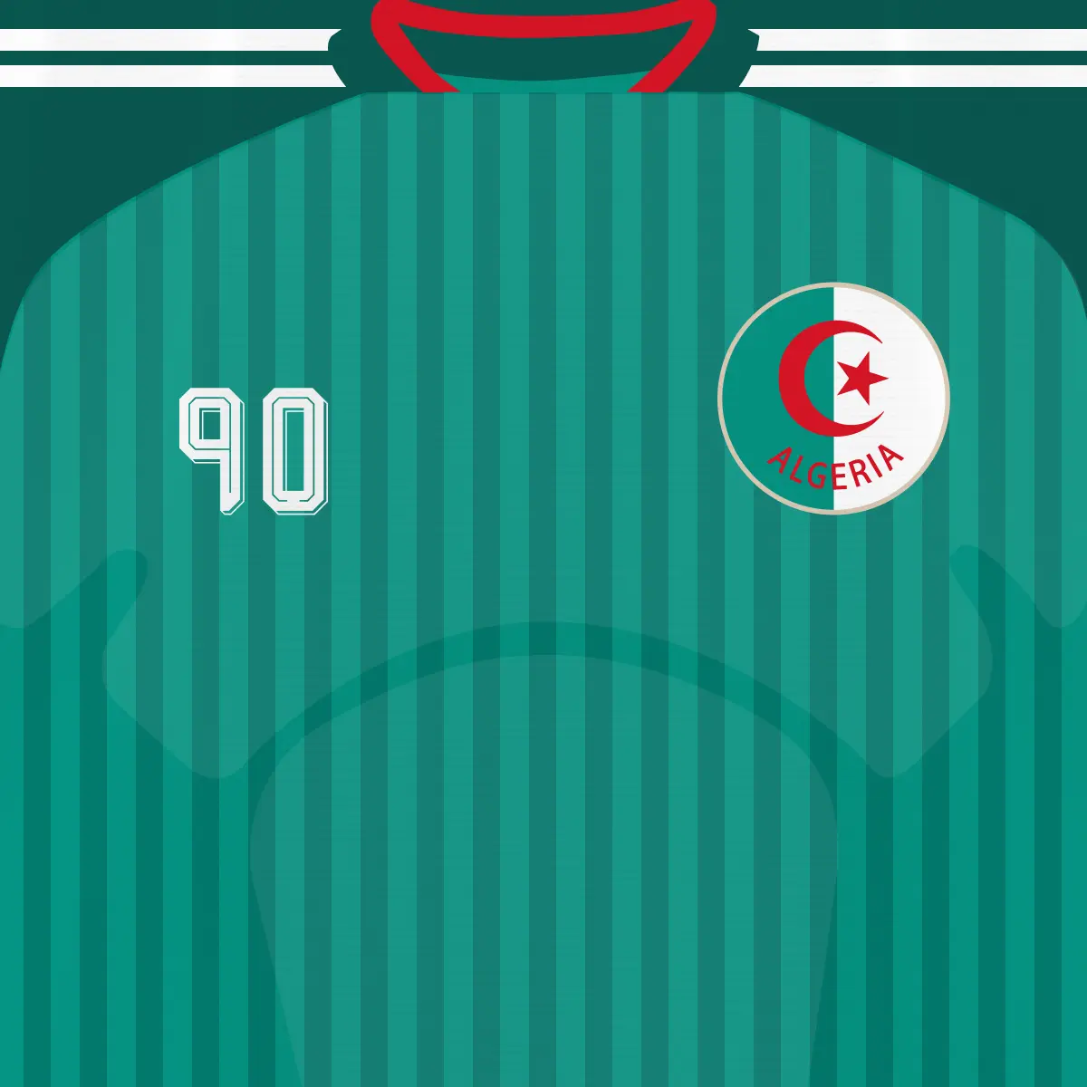 lgeria 2026 World Cup away kit front jersey number font and crest placement
