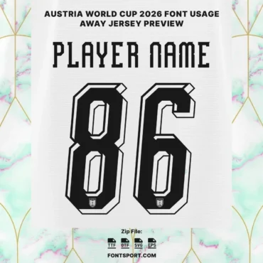 Austria 2026 World Cup away jersey back preview with custom 3D name and number 86 font
