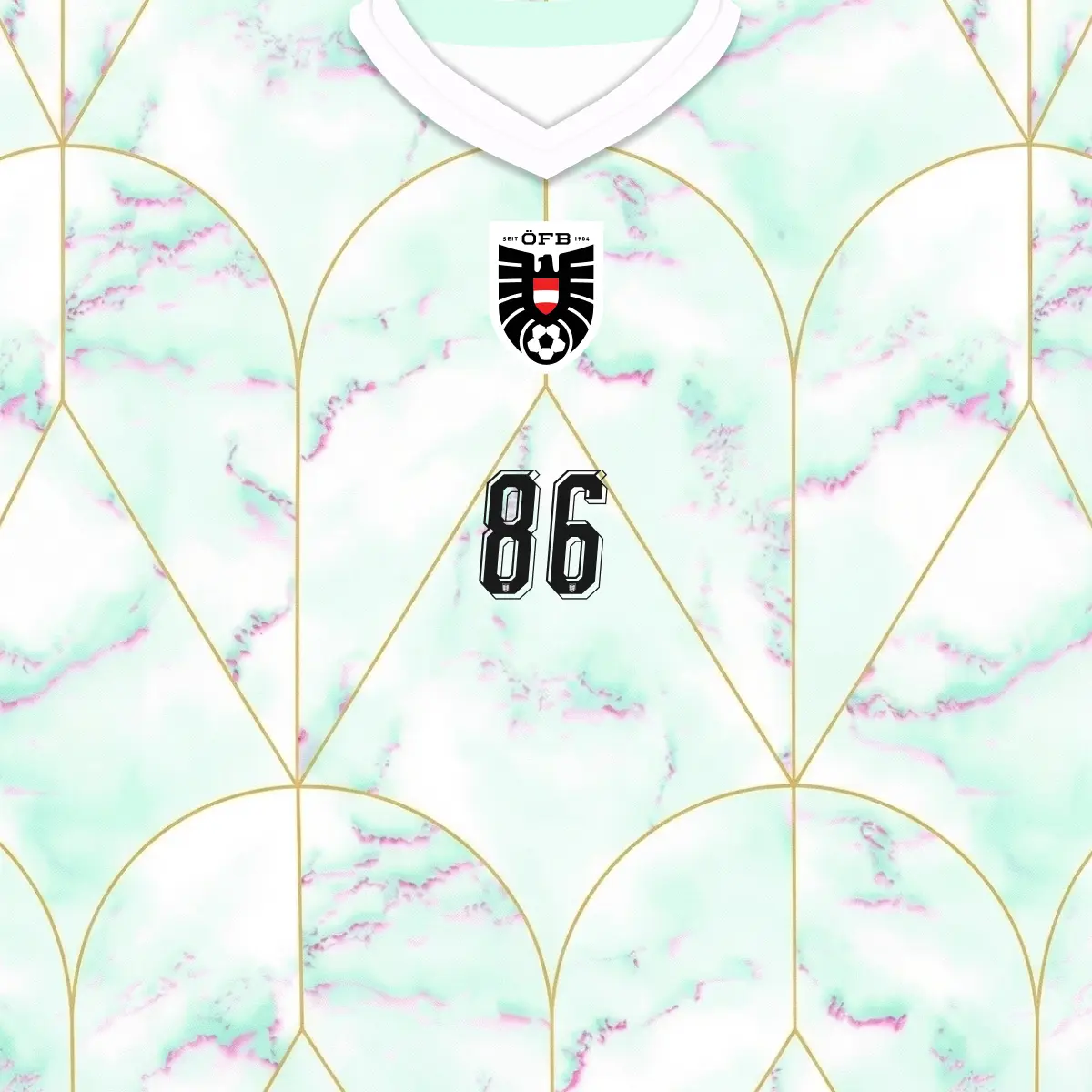 Austria 2026 World Cup away kit front jersey number 86 with national team crest placement