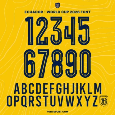 Ecuador World Cup 2026 font alphabet and jersey numbers preview for Ecuador national team football kit typography
