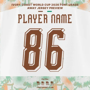 Ivory Coast 2026 World Cup away jersey back preview with custom 3D name and number font