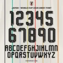 Japan World Cup 2026 Away font kit – full A–Z alphabet and 0–9 number preview with bold layered lettering style