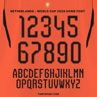 Netherlands national team 2026 World Cup home jersey font typography and numbers full set