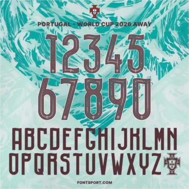 Portugal national team 2026 World Cup away jersey font full alphabet and numbers typography