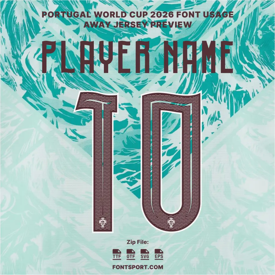 Portugal 2026 World Cup away jersey back preview with custom name and number font