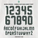 Saudi Arabia World Cup 2026 Away font kit – full alphabet and number set preview in dark green
