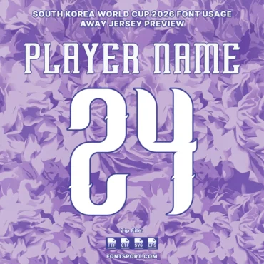 South Korea World Cup 2026 Away font kit – player name and number 24 away jersey usage preview