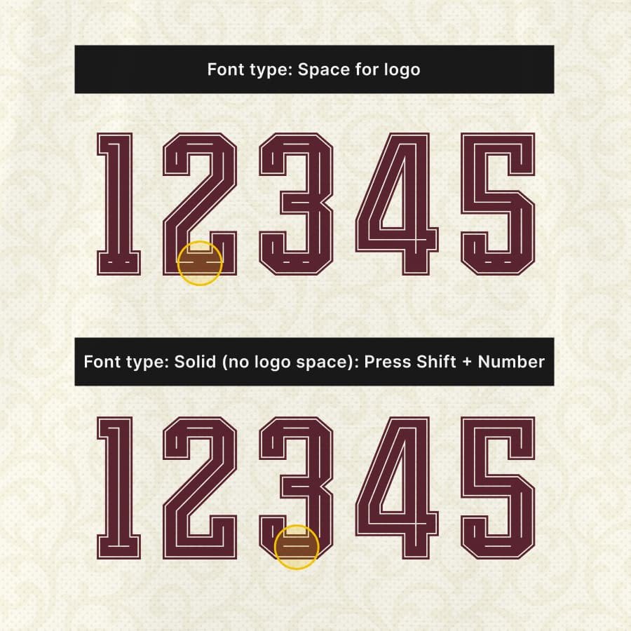Spain World Cup 2026 font kit number styles with logo space and solid version, jersey font customization options