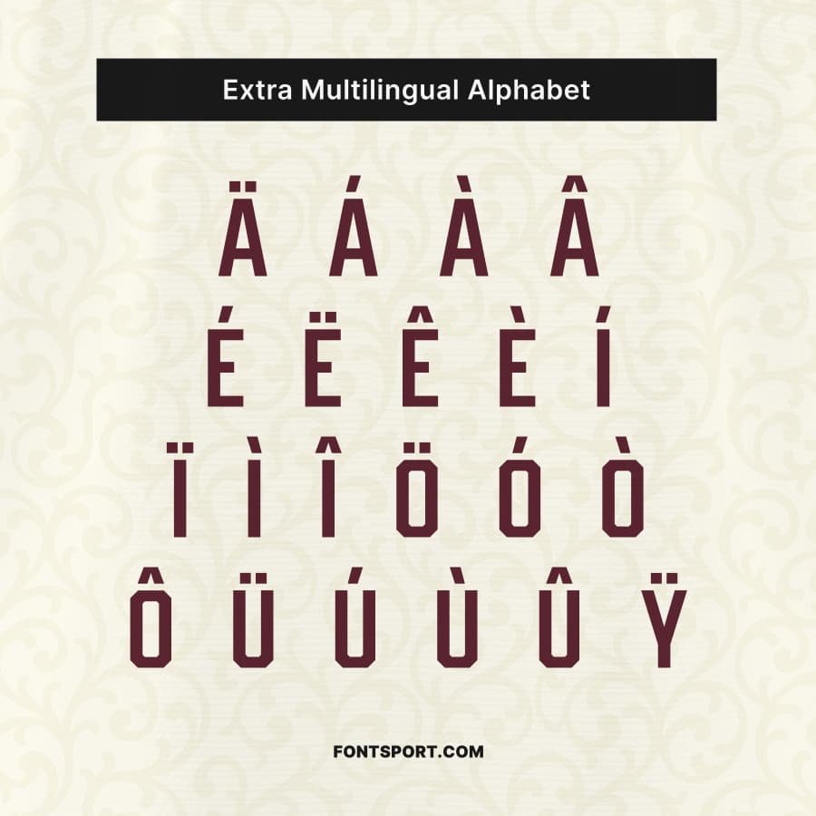 Spain World Cup 2026 font kit multilingual characters with accented letters, extended Latin glyph support preview