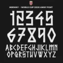 Norway World Cup 2026 away font kit – full alphabet and number set preview on black background