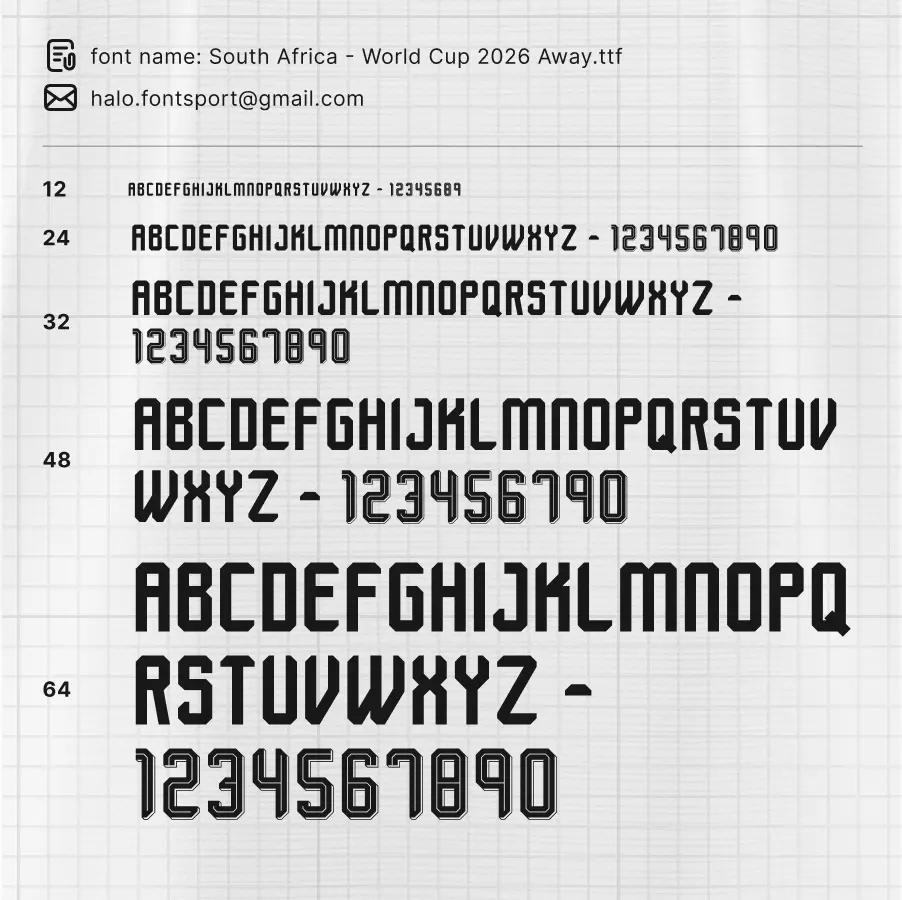 South Africa - World Cup 2026 Away Font Kit